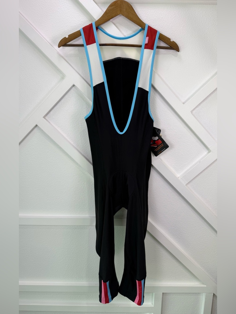 NWT Rapha Men’s Cross ¾ Bib Shorts Black With Blue Pink Red Trims Size Small